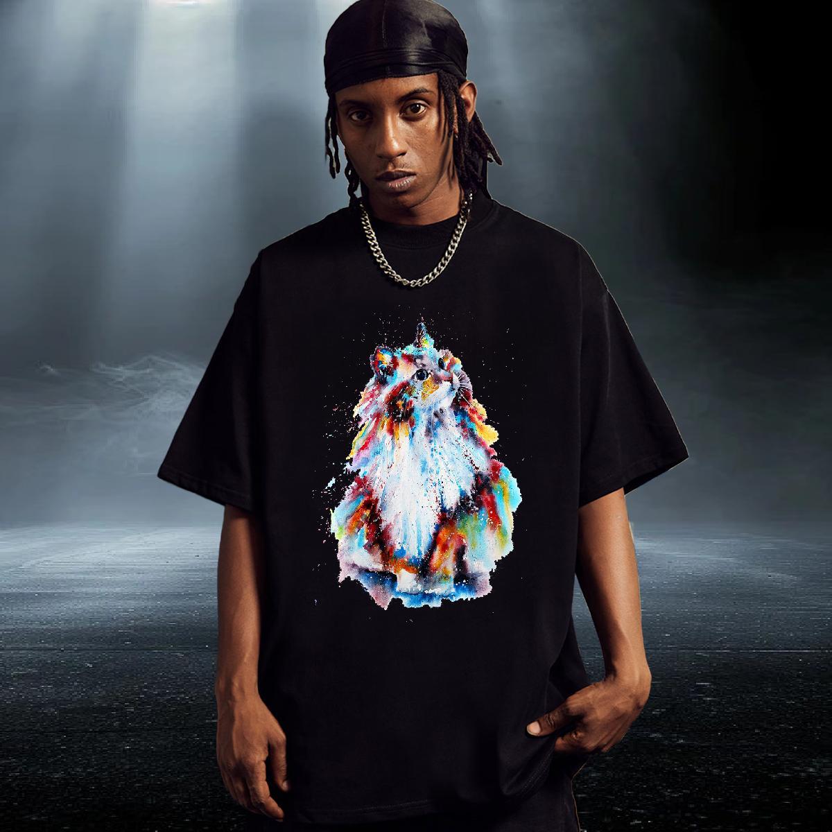 High Quality Tshirts 230g 100% Cotton Spring Summer cat Graphic O Neck Short Sleeves 2024 Designer Man T Shirts Tees Shirts