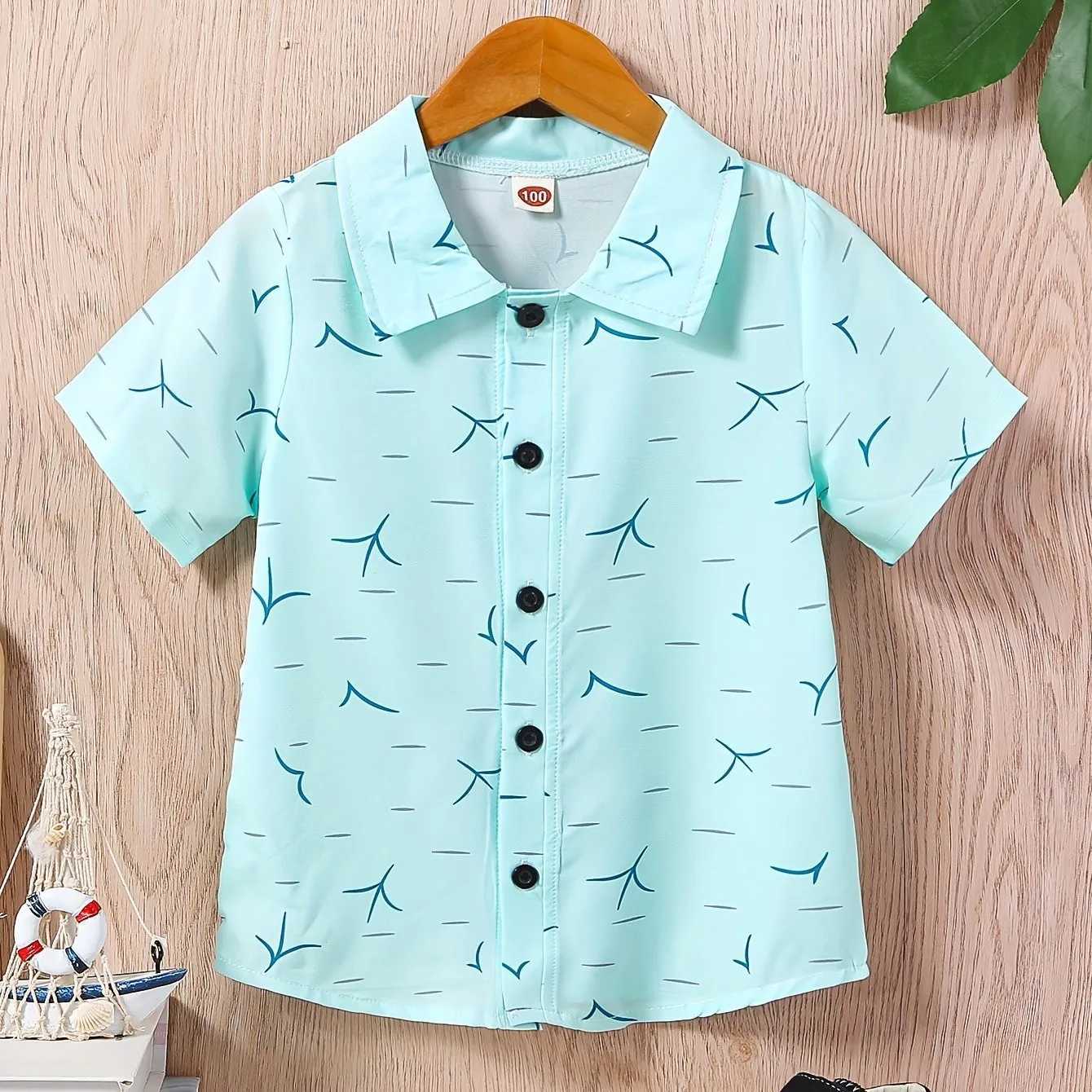 2024 Childrens Clothing Boys Summer Beach and Palm Tree Theme 3D Printed Shirt Casual Lightweight Short Sleeve T-shirtW240729