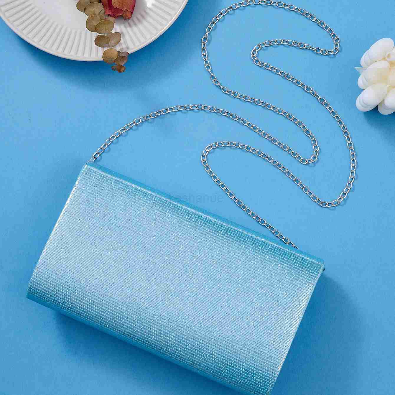 New Evening Bag Womens Clutch Bag Pleated Striped Cover Glitter Evening Dress Party Bag Fashion Pop Metal chain shoulder bagXJ240729