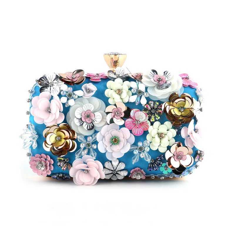 Fashion Women Bags Flower Diamonds Embroidery Small Clutch Luxury Lady Handbags Evening Bags New Arrival Chain Shoulder PurseXJ240729