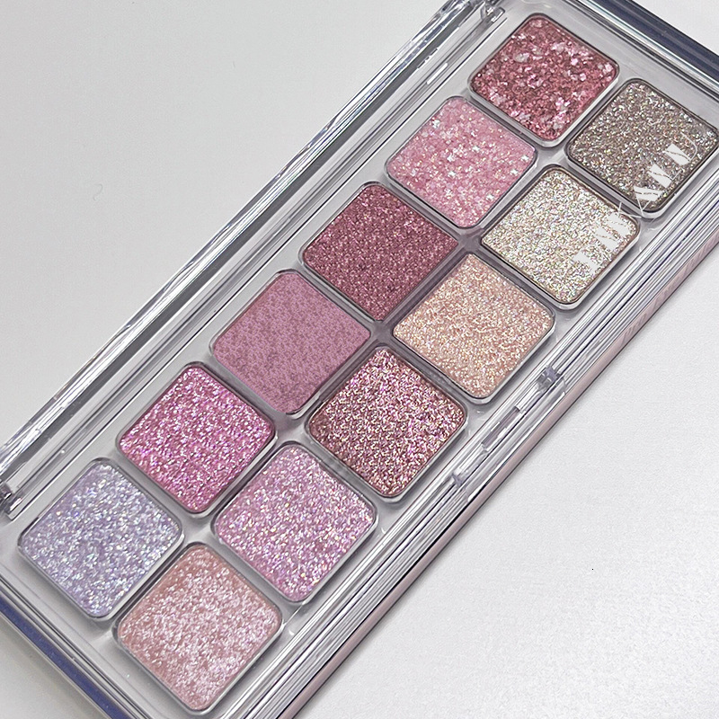 1Pc Sparkling Glitter Eyeshadow 12 Colors Korean Girl Eyes Makeup Palette Waterproof Pink Pearl Matte Shimmer Eye Shadow F729-8