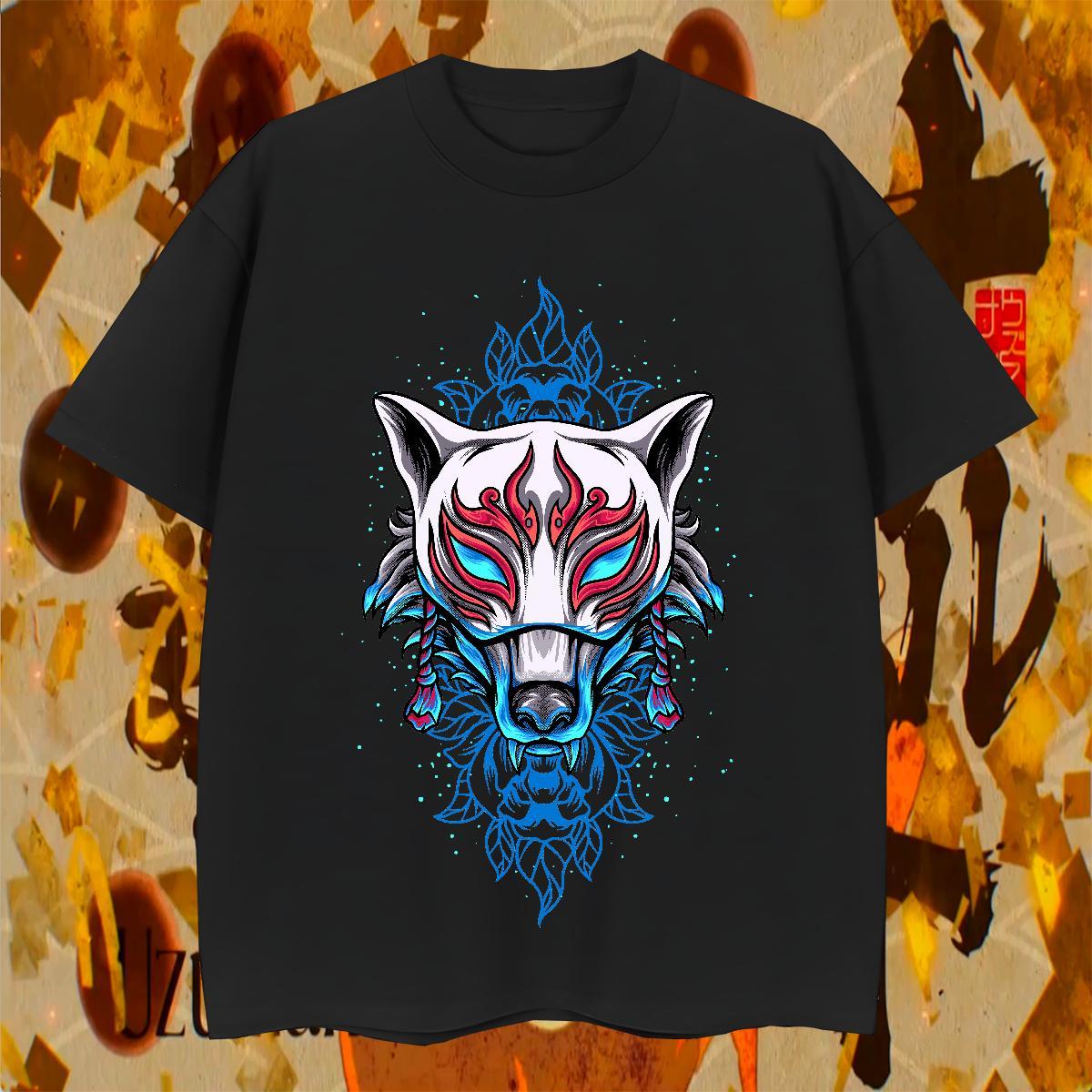 High Quality Mens Tshirts 100% Cotton 230g Spring Summer wolf Graphic Round Neck Short Sleeve Classic Mens T Shirts Tee Shirt