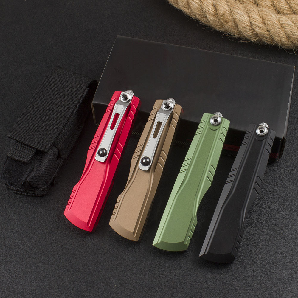 High End Tactical Knife D2 Stone Wash Double Edge Blade CNC Aviation Aluminum Handle Outdoor Camping Survival Knives with Nylon Bag