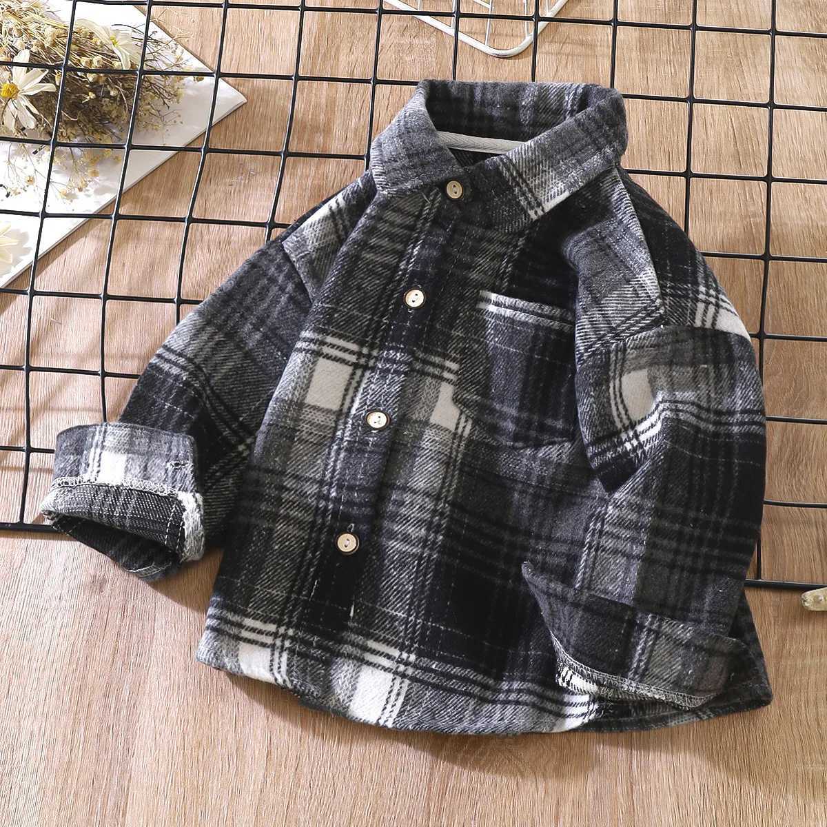 Childrens plain long sleeved spring and autumn retro color matching cardigan 2024 new lapel jacketW240729