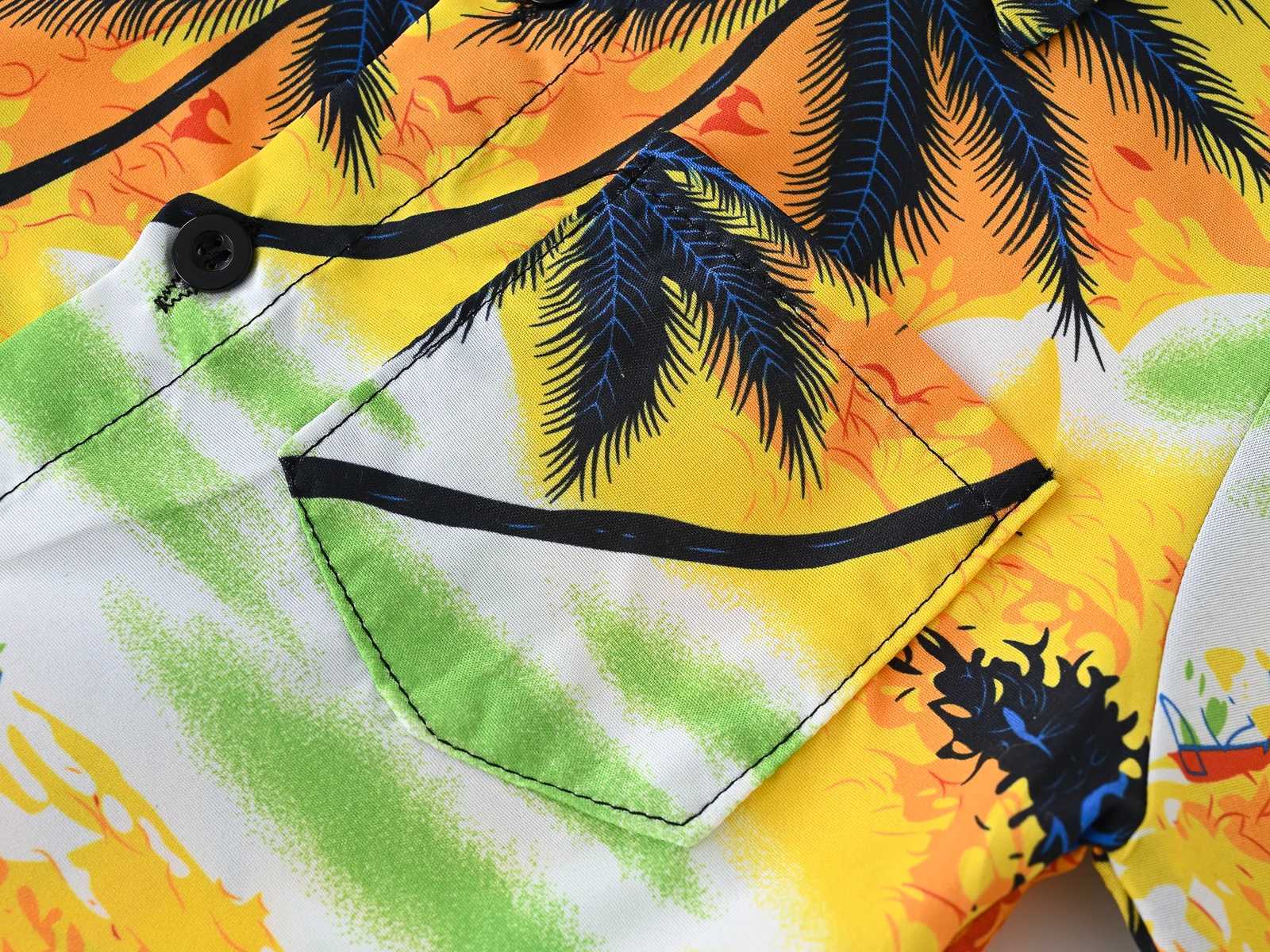 Cool and Comfortable Summer Coconut Palm Beach Boys and Girls ShirtsW240729
