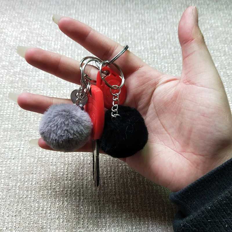 4CM 8CM Fluffy Rabbit Fur Ball Key Chain Cute Candy colors Pompom Artificial Rabbit Fur Keychain Women Car Bag Key RingL240729