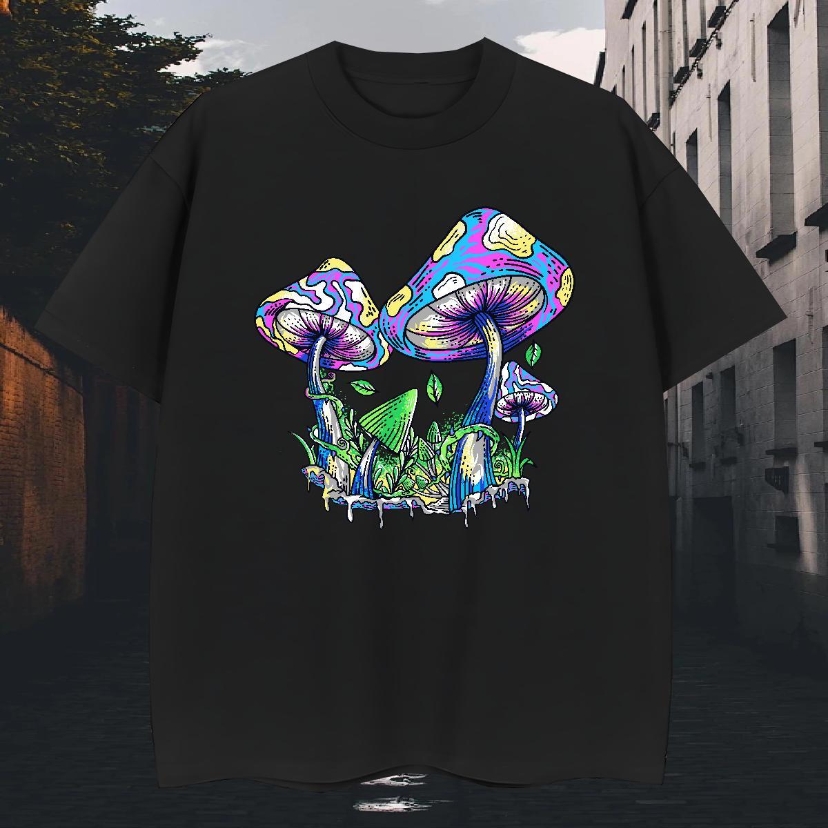 Loose Fit Men Tees 230g 100% Cotton Home Outdoor mushroom Oversized Pure Cotton Stylist T Shirts Men Clothings