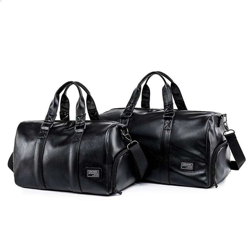 PU Travel Handbag Large Capacity Travel Bag Men Carry On Luggage Duffle Bags Soft Casual Black Big Weekend Bags Travelling Tote 240729