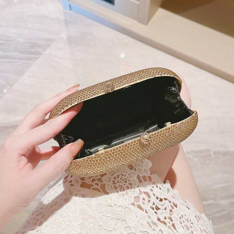 Oval Evening Bag for Women Party Clutches and Evening Bags with Crystal Rhinestone for Party Wedding Prom Dress Chain BagXJ240729
