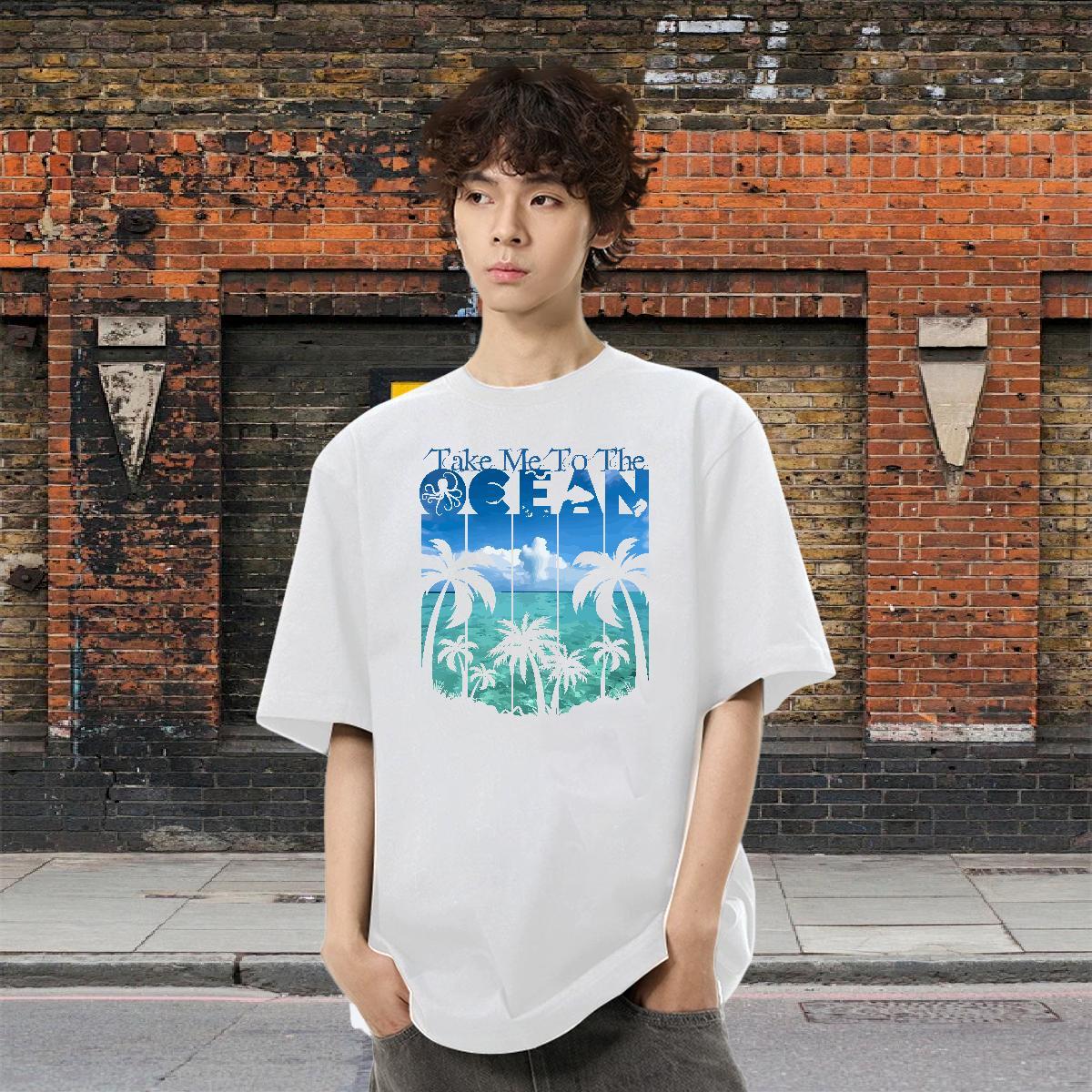 Classic Mens Tshirts 230g Pure Cotton Home Outdoor tree DIY Printed Breathable Crew Neck New Arrival T shirt Tops Shirt