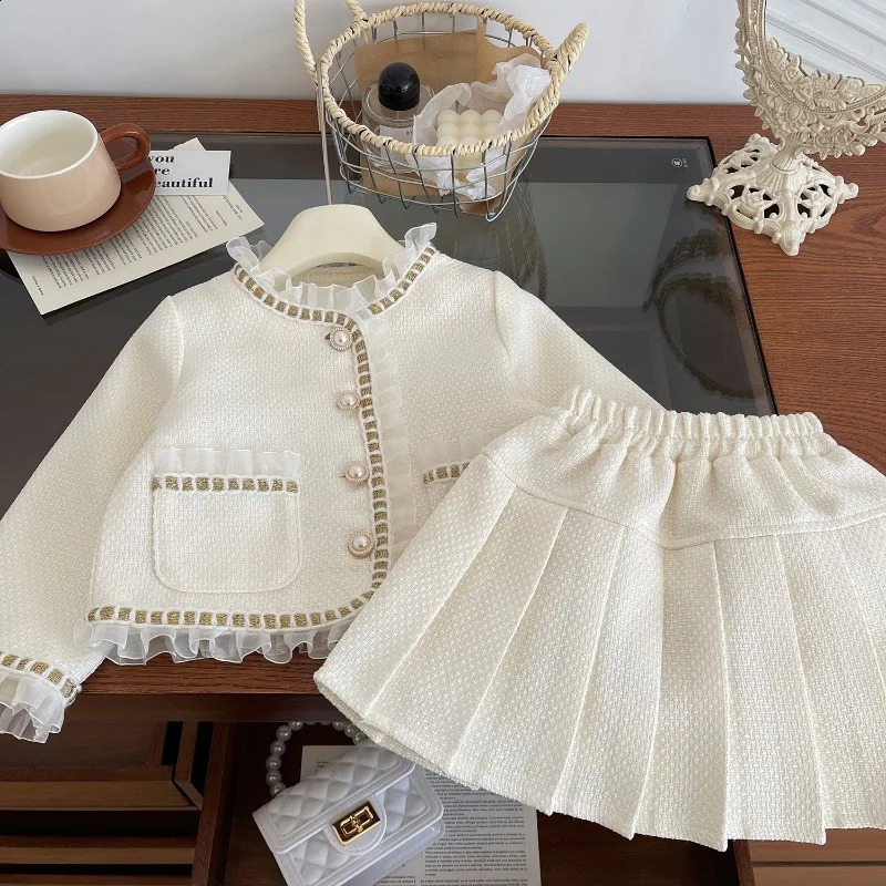 Girls Suits Spring Long Sleeve Princess CoatSkirt Fashion Korean Children Clothing Two Piece Set Girls Outfit Sets 2 3 4 5 6 7Y 240729