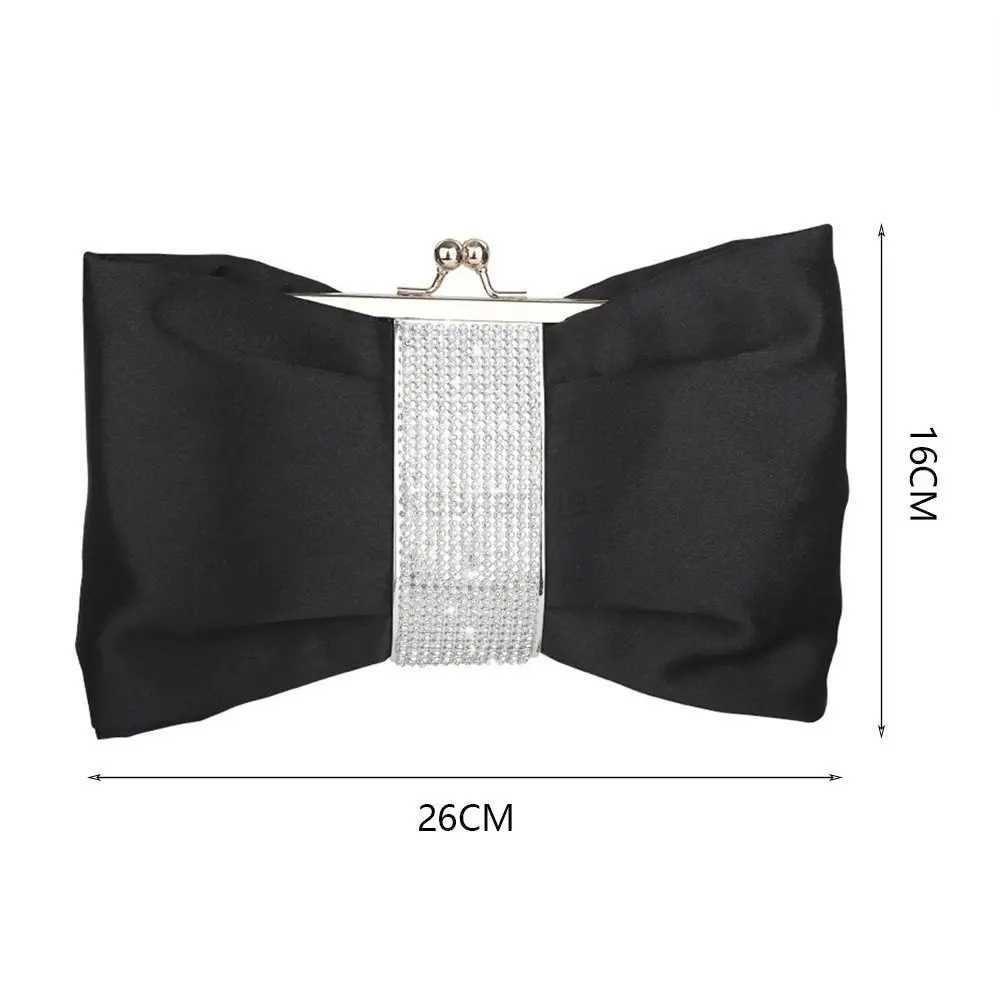 Luxury Chain Rhinestone Bow Handbag Diagonal Shoulder Bags Evening Party Purse Wedding Clutch BagXJ240729