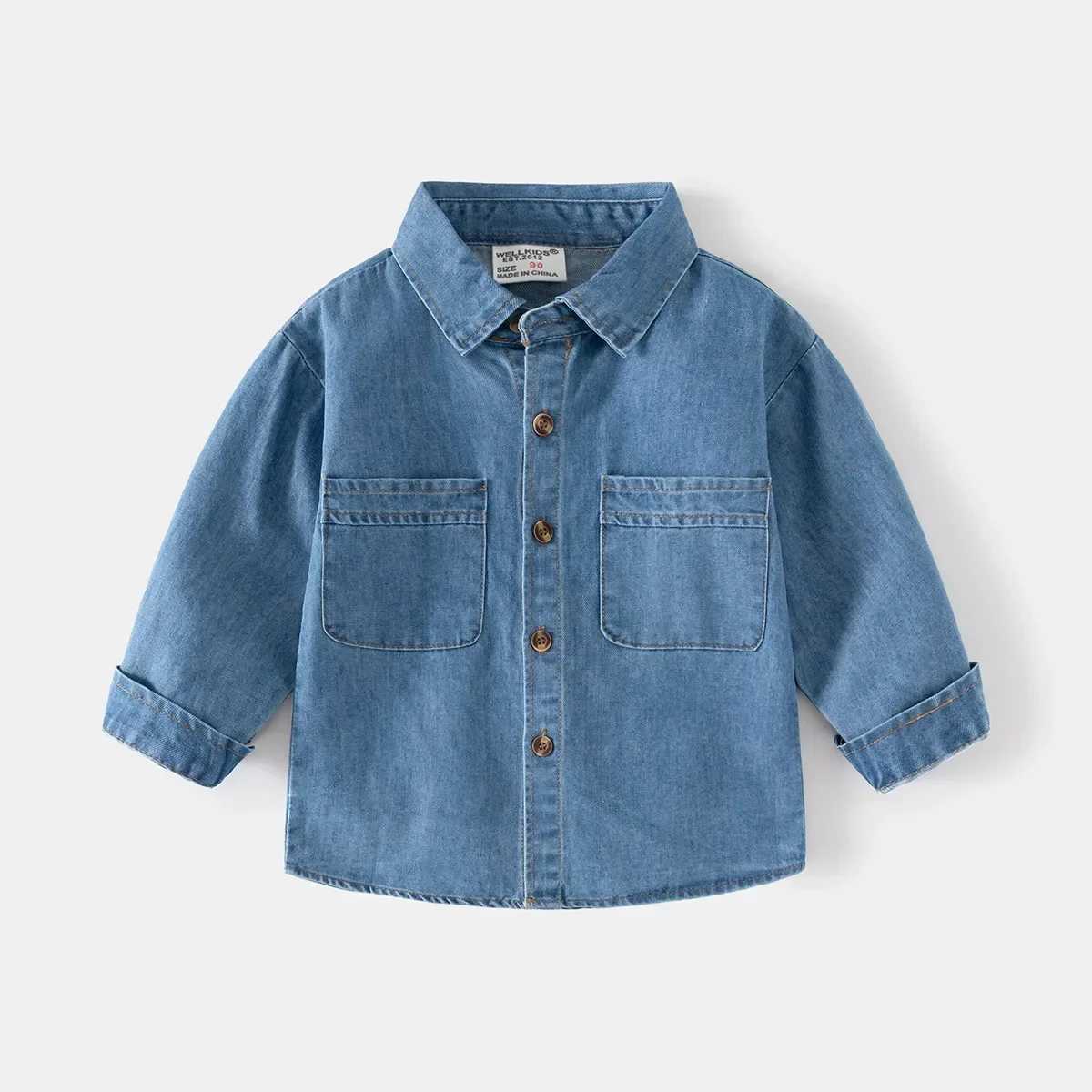 Spring 2019 childrens casual denim clothing childrens preschool school style long sleeved shirt boys birthday gift clothingW240729
