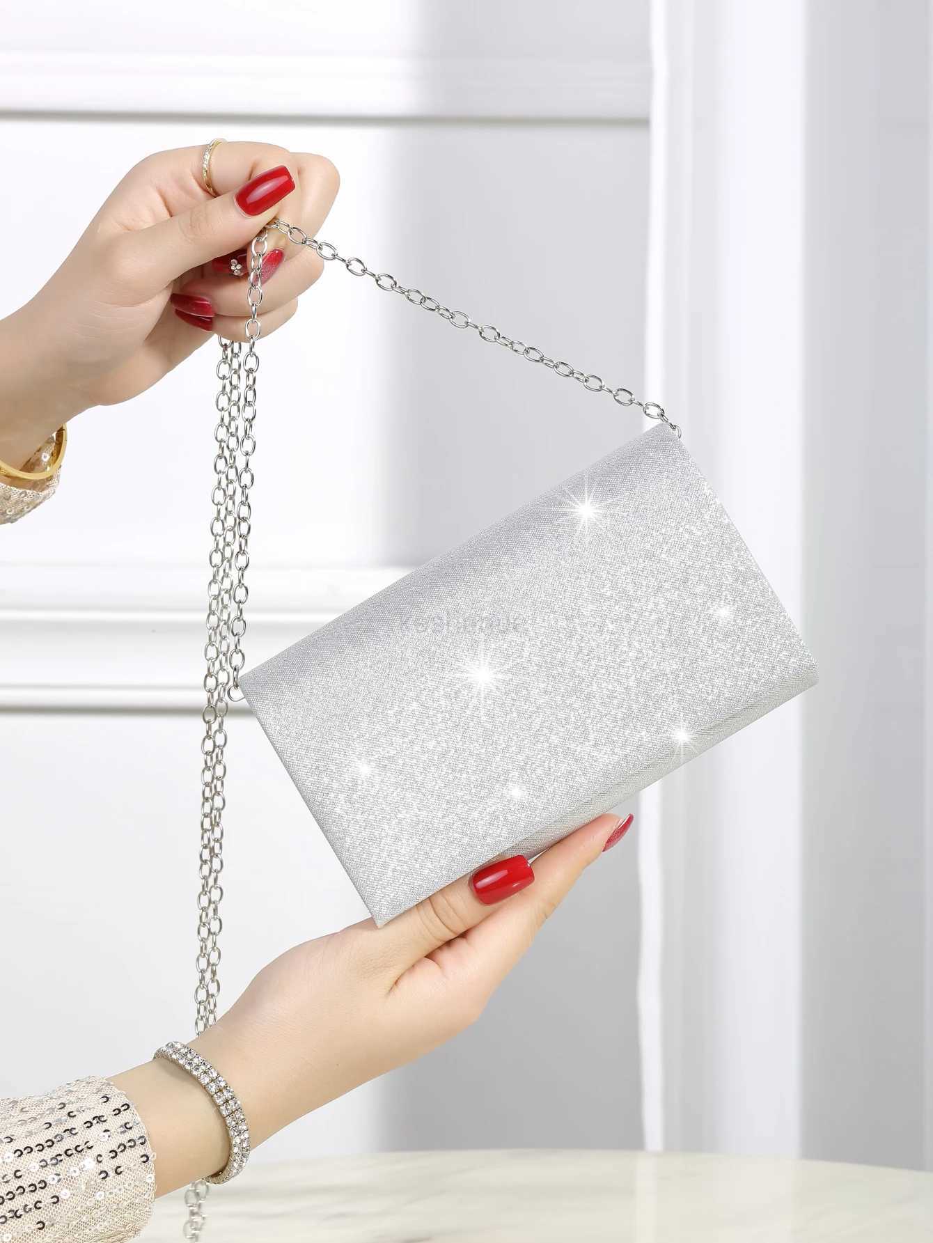 Classic Clutch Evening Bag Flap Coin Purse Womens Elegant Dinner Bag Sequin Luxurious Shiny Mini Glitter Detail Square BagXJ240729