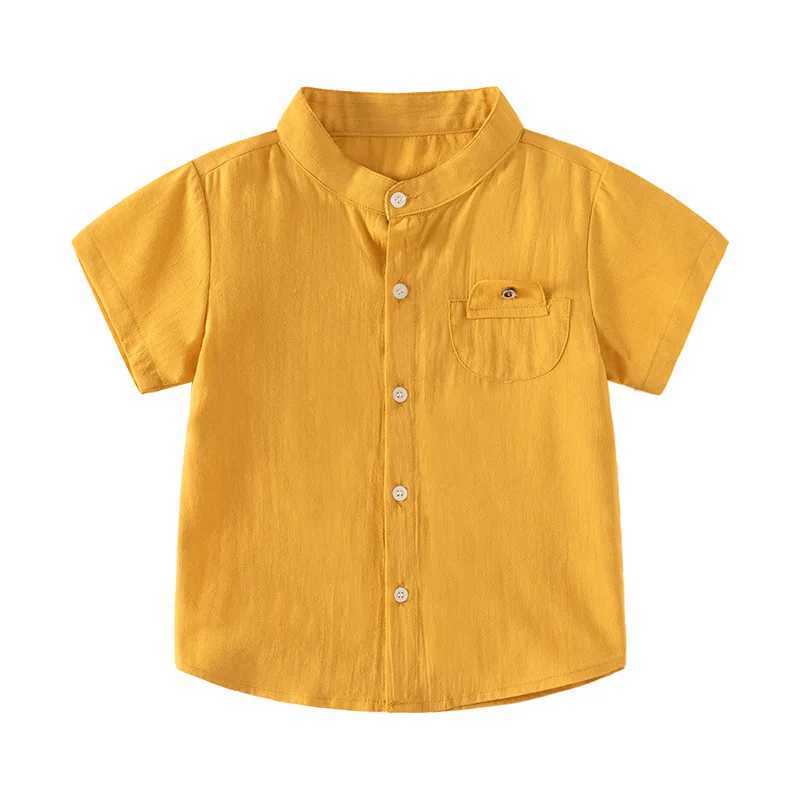 Childrens summer shirt with Mandarin collar childrens baby T-shirt made of cotton childrens T-shirt boys clothingW240729