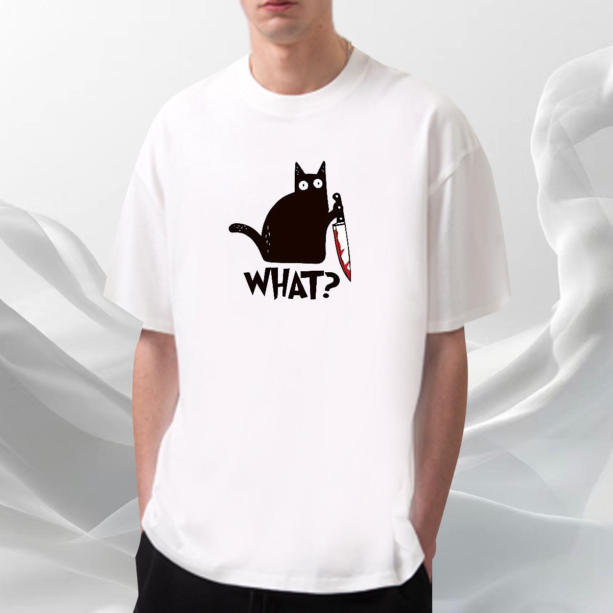 Unisex Tshirt for Man Woman 230g Cotton Sports Casual cat Anime Crew Neck Fashion New T-Shirts Tops