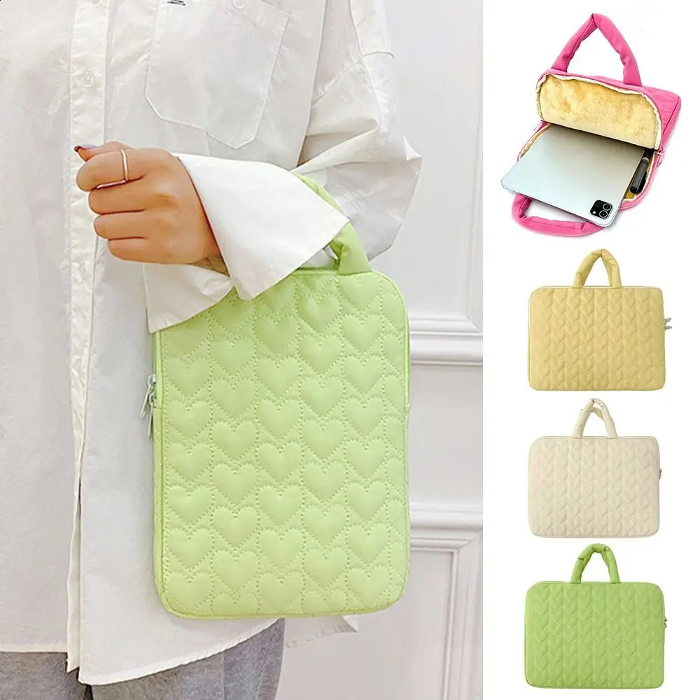 Fashionable 14 inch laptop case love solid color computer bag zipper storage bag for women 240903