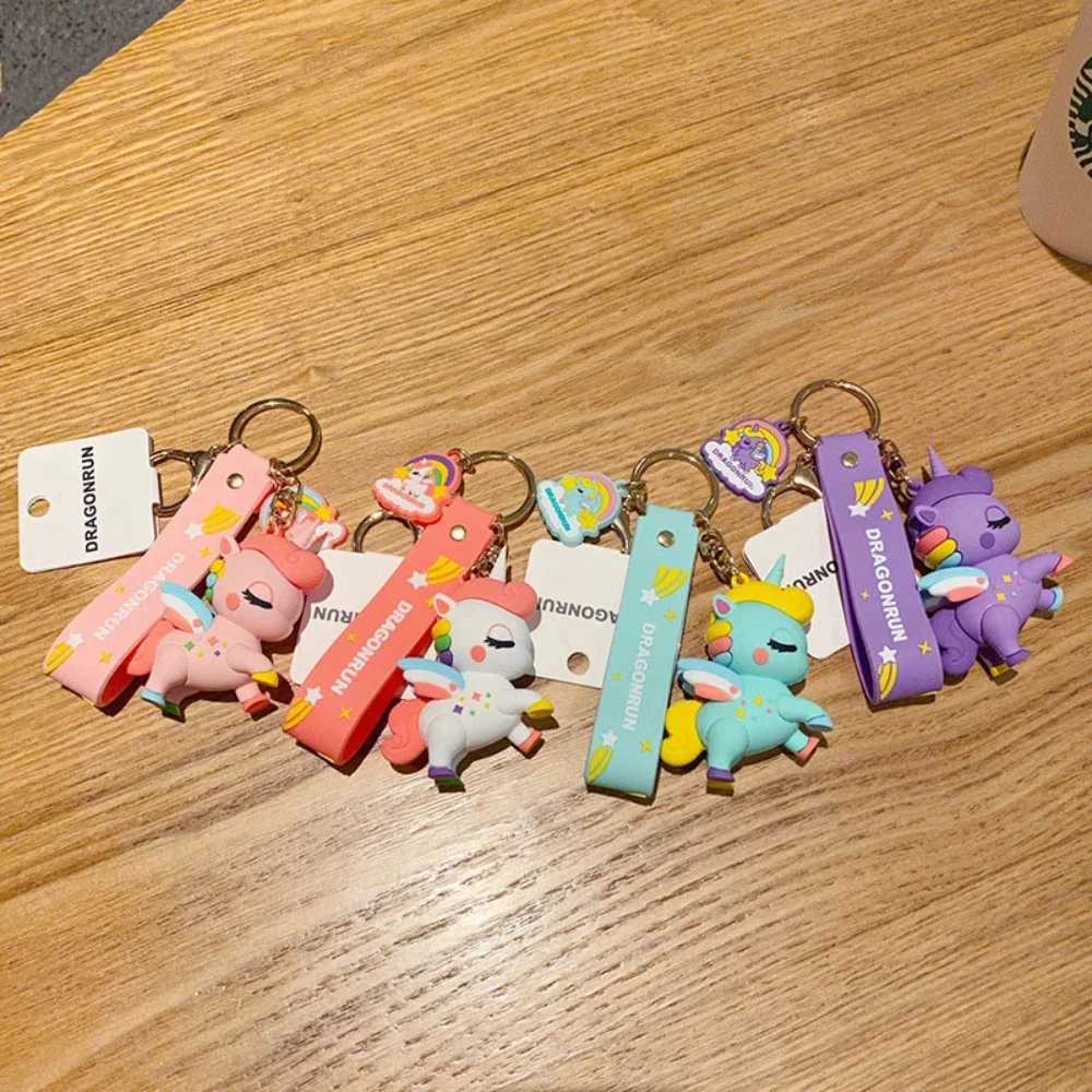 Cute Cartoon Original Unicorn Keychain Adorable Beautifu Key Chain Bag Pendant Car Key Ring Creative Gifts For ChildrenL240729