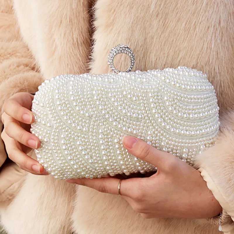 Pearl Clutch Bags Women Purse Ladies white Hand Bags Evening Bags for Party Wedding black Shoulder Bag Bolsa FemininaXJ240729