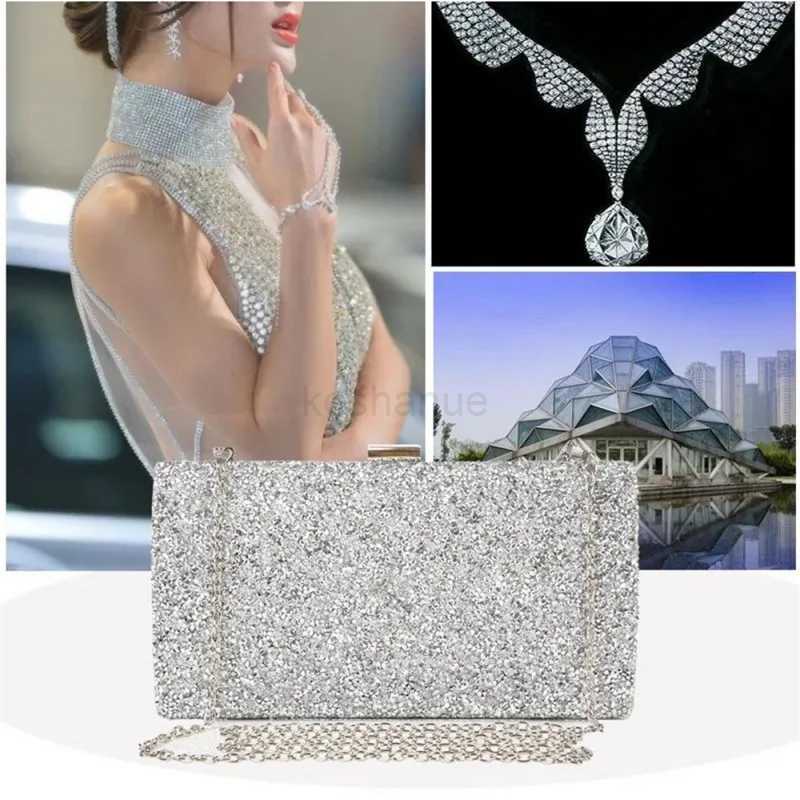 Women Elegant Evening Clutch Bag Diamond Wedding Clutch Bag Purse for Party Diamond Sequin Gold Silver Shoulder Bag 2023 NewXJ240729