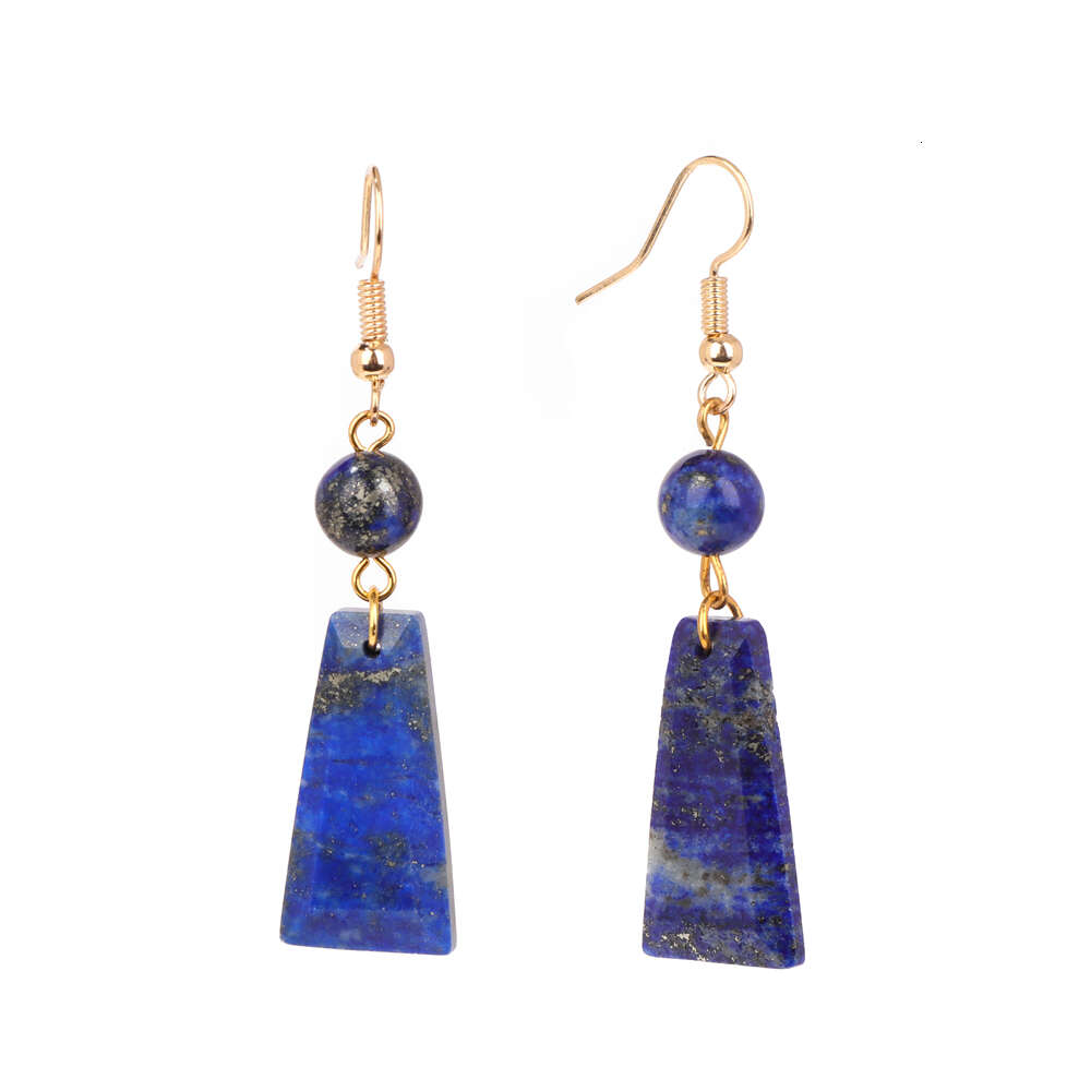 Trapezoid Labradorite Pendent Charm Earrings For Women Natural Stone Obsidian Amethysts Pink Quart Beads Eardrop Dangle Earrings