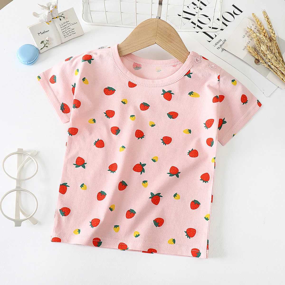 T-shirts LJMOFA Kids Shirts T-Shirt For Childrens Children Girls Boys Sweet Cotton Cartoon Tops Clothing Black And White Stripes D123L24729
