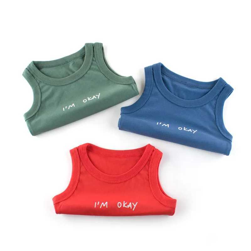 T-shirts 2-8T Boys Tank Summer Sleeveless Cotton Kid Tshirt Toddler Clothes Infant Top Casual Plain Childrens T Shirt Basic Tee OutfitsL24729