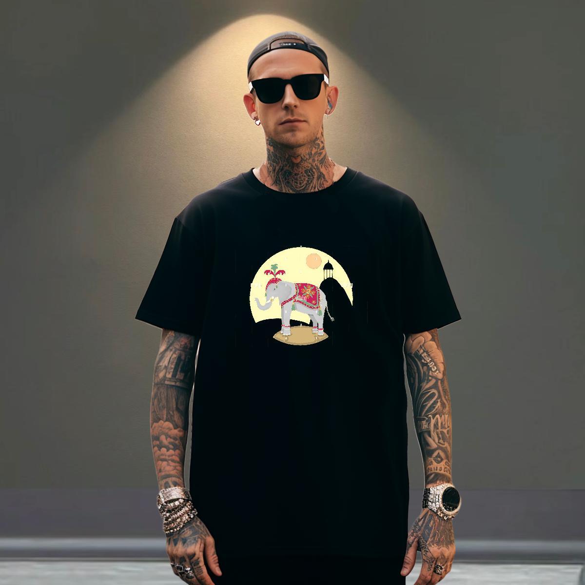 Free Shipping Men Tops Tees 230g Pure Cotton Anime Printing Street elephant Custom Printing Breathable DIY Customized T Shirt For Man Tees Shirts