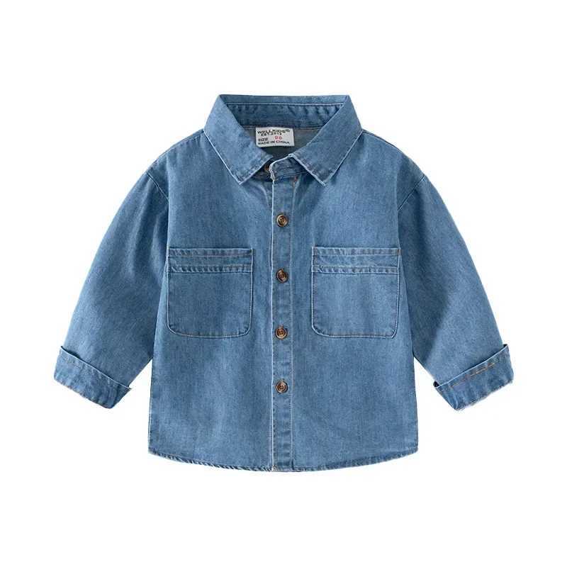Spring 2019 childrens casual denim clothing childrens preschool school style long sleeved shirt boys birthday gift clothingW240729