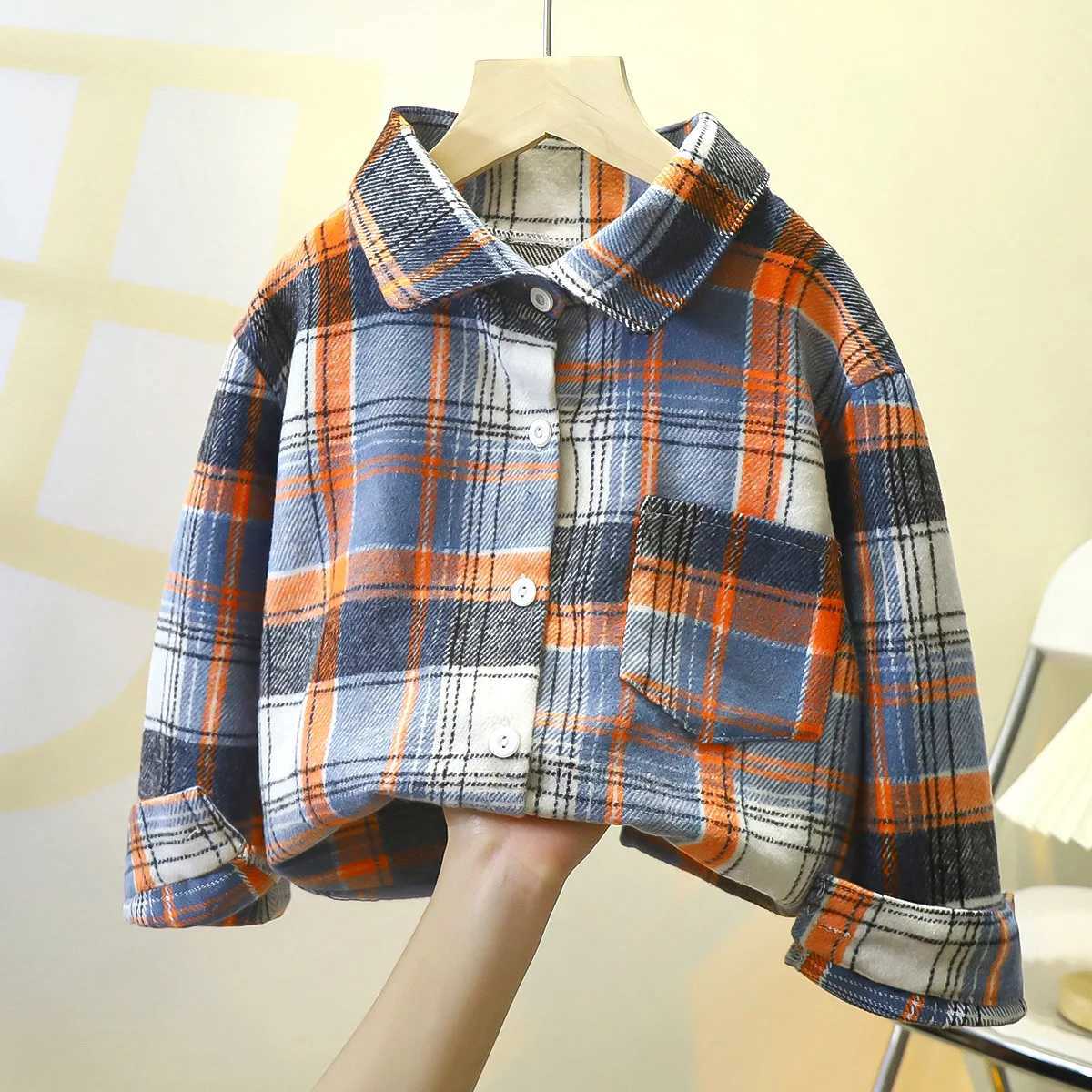 Baby cotton plain shirt jacket for boys and girls casual shirt jacket for children autumn long sleeved buttoned open top jacket for childrenW240729