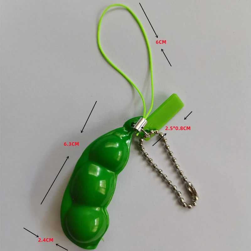 1pcs Squishy Squeeze Peas Beans Keychain Cute Stress Adult Toy Key Chain Fidget Toys Pack Portachiavi Decompression Edamame ToysL240729