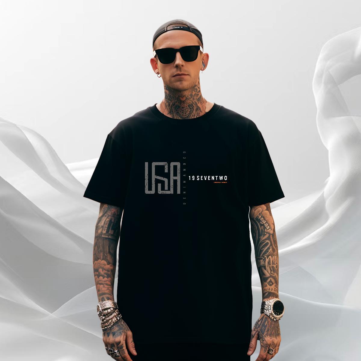 Classic Mens Tshirts 100% Cotton 230g Sports Casual letter Oversized Breathable Short Sleeve Brand T Shirts Men Tees
