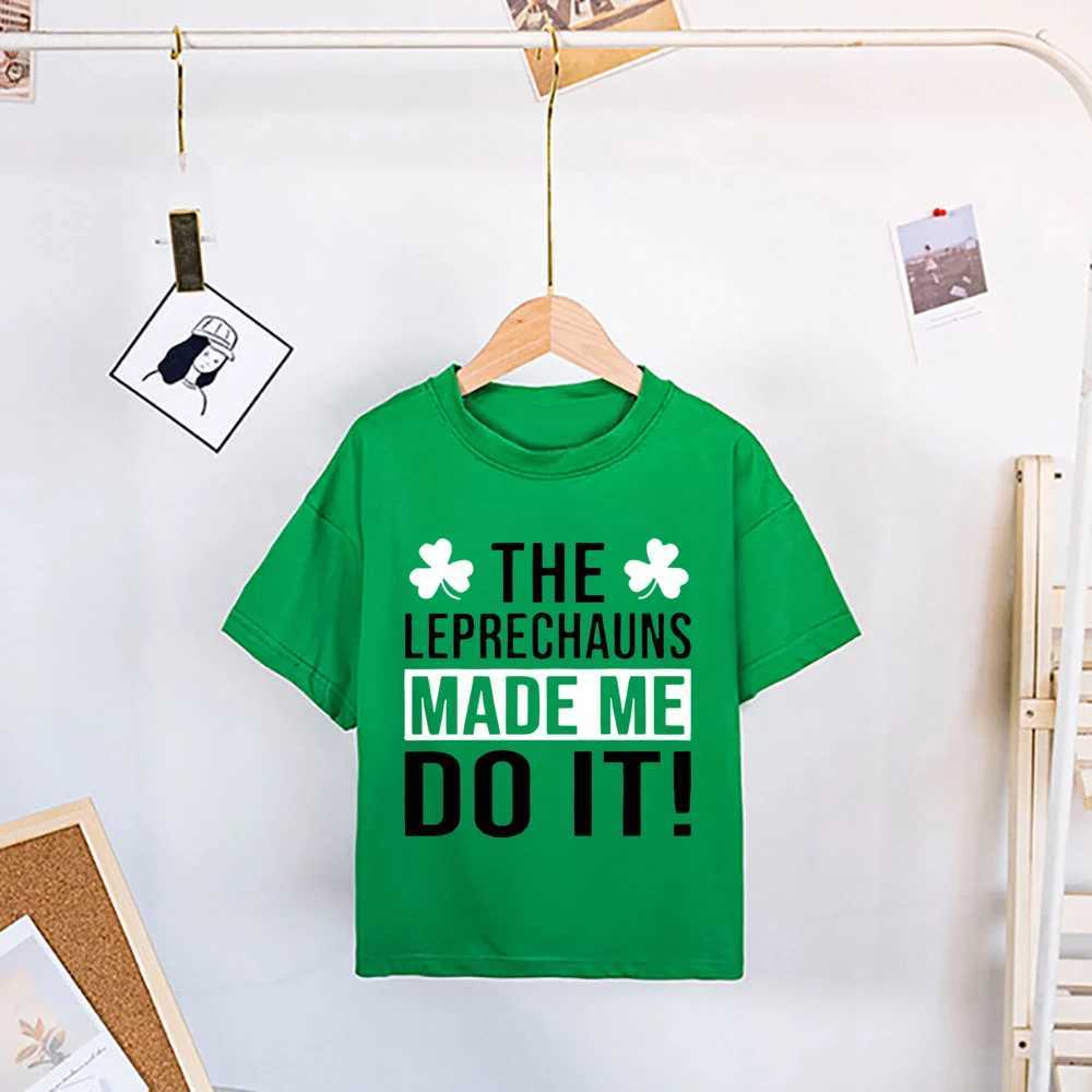 T-shirts Lucky Clover Print Kids Shirt Girls Boys Clothing St. Patricks Day Toddler Green Shirts Children T-shirt Gift Child ClothesL24729