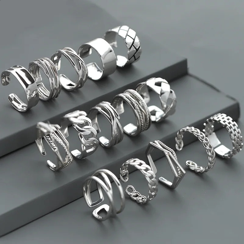 20 piecesbatch of fashionable stainless steel adjustable rings suitable for women mixed style heartshaped snake flower open ring jewelry no fading 240