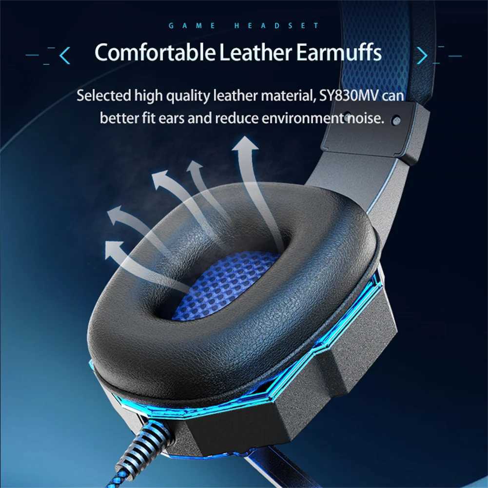 Gaming Headset With Mic Stereo Over Ear Headphones Cool Lighting Wired Headsets For Smart Phones Computer Laptop TabletM240729
