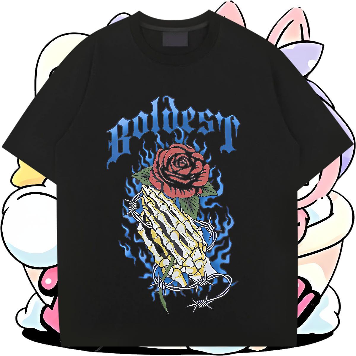 TOP Quality Men Tshirts 100% Cotton 230g Daily Wear flower Custom Anime Breathable Crew Neck 2024 Man T Shirts Top Tees