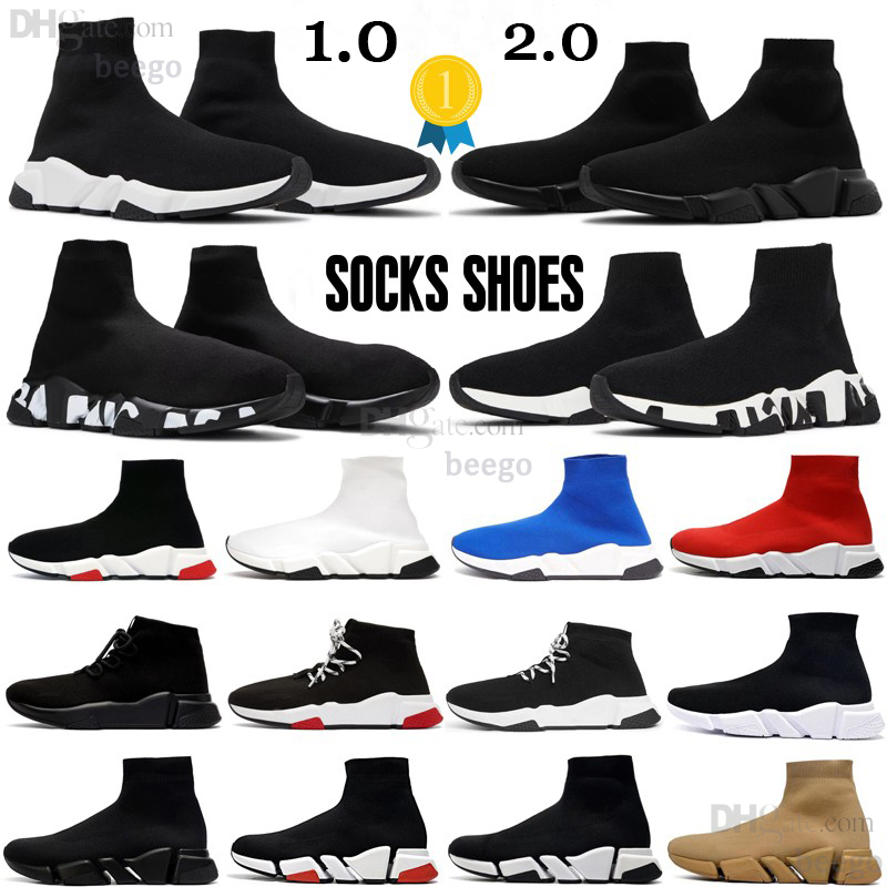2024 designer men casual shoes womens trainer shoe sneakers Knit Women 1.0 2.0 Walking triple Black White Red Lace Sports