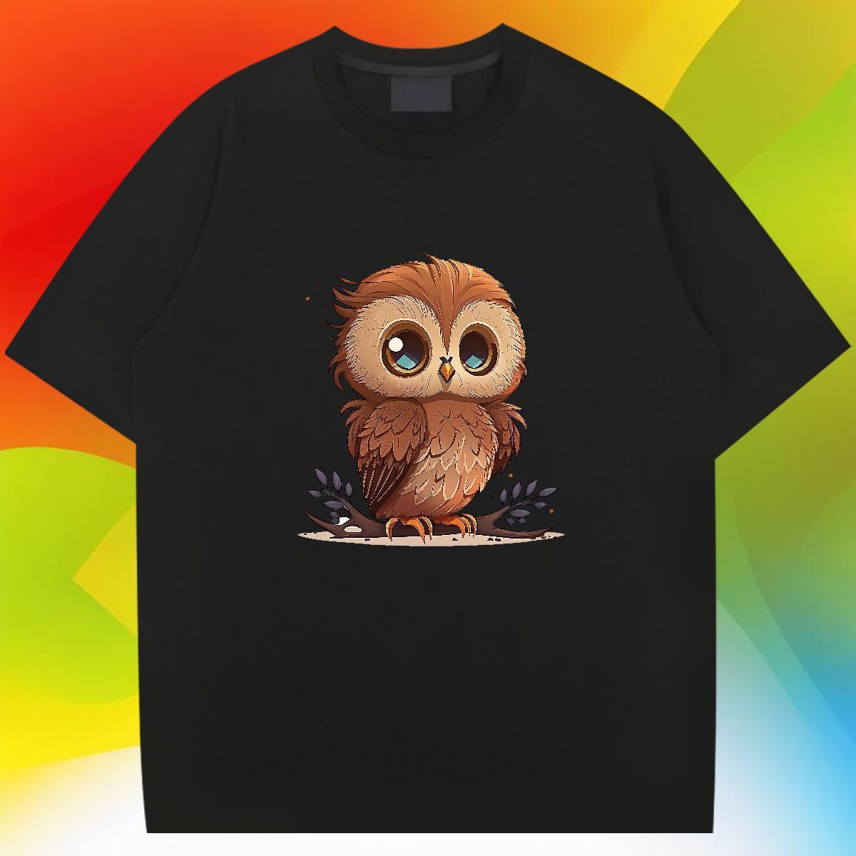Soft Men Tops Tees 230g 100% Cotton Hip Hop Owl DIY Printed Short Sleeve O-Neck 2024 New T Shirts Men Tops Shirt