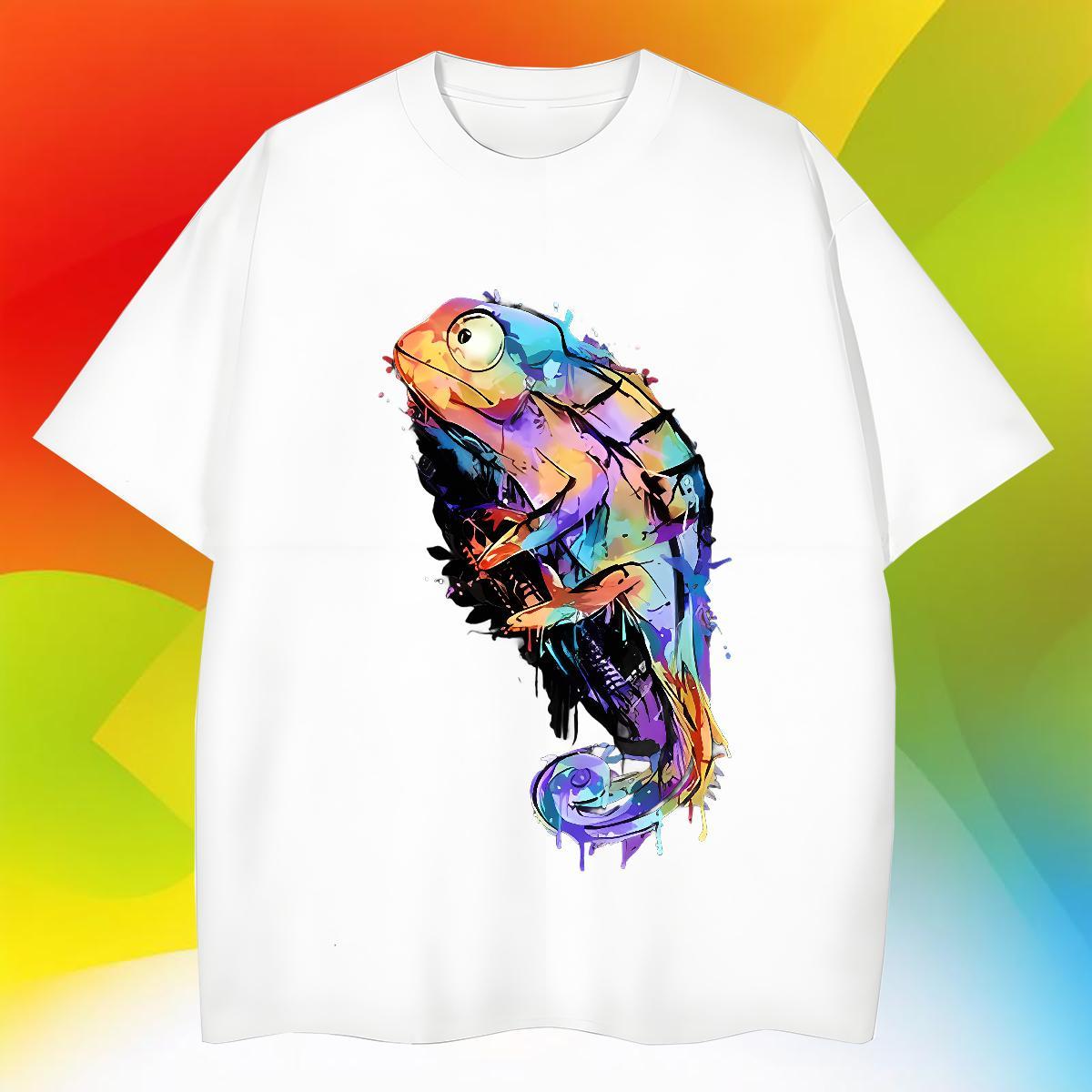Soft Men Clothes T-Shirt 230g 100% Cotton Summer Casual colorful fish Custom Print Plus Size Crew Neck DIY T Shirts Men Top Tees