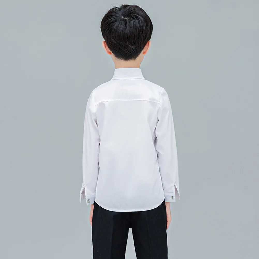 LOLANTA childrens white long sleeved shirt boys wear pure cotton button down shirt for formal wedding partyW240729