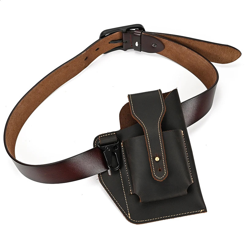 sbirds Arrivals Genuine Leather Phone Waist Bag Tactical Waist Pack Phone Pouch Outdoor Sports Waist Bag For Men Male 240729