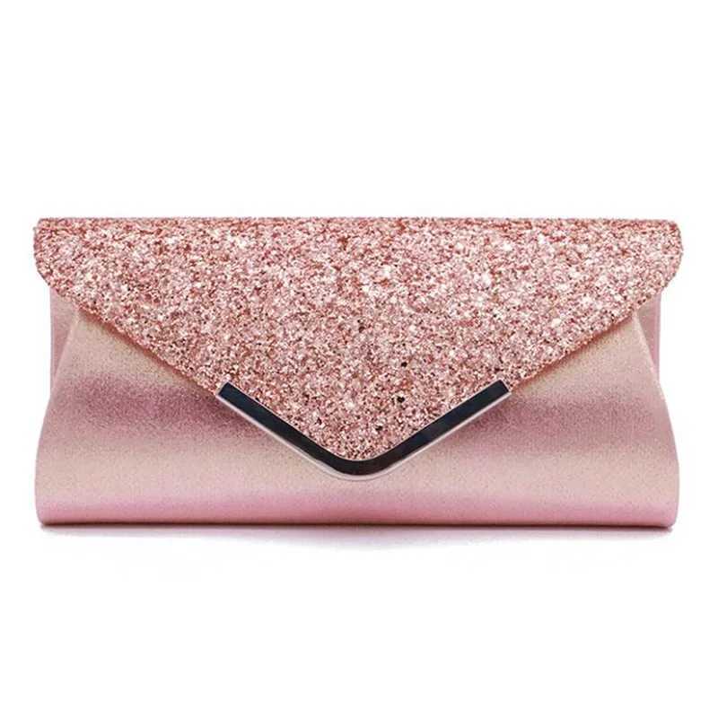 Women Clutch Glitter Sequins Evening Party Handbag Portable Black Gold Silver Pink Wedding Clutch Purse Envelope ClutchXJ240729