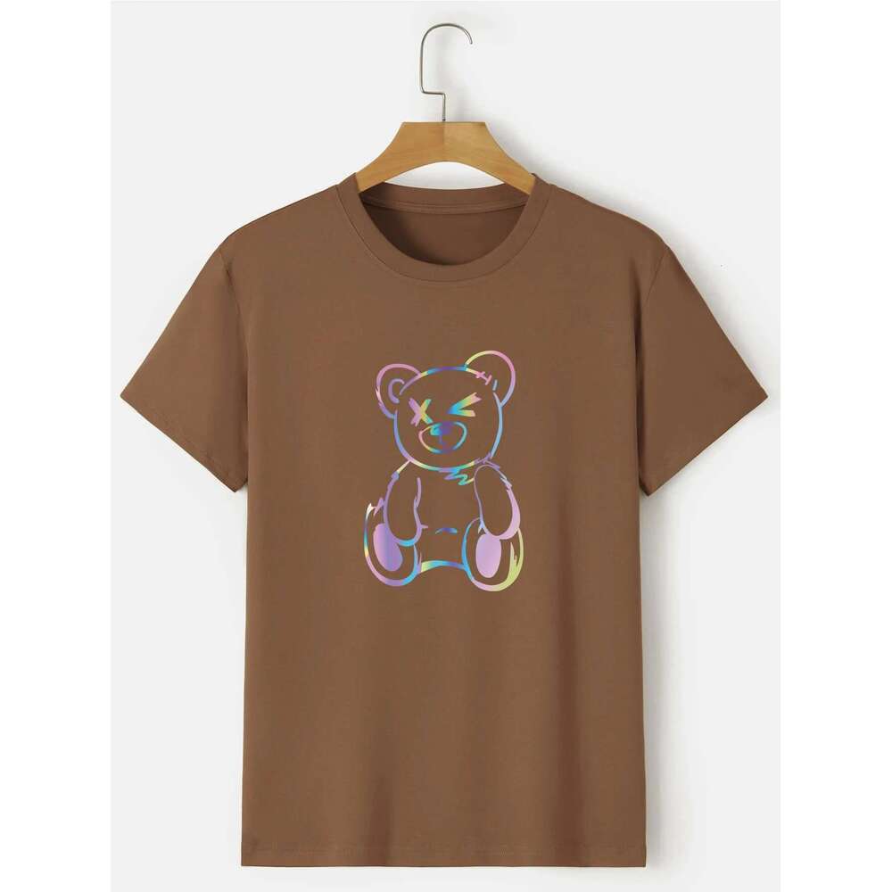 Shirts for Men Teddy Bear Print T-Shirt for Men's Casual Crew Neck Short-Sleeve Fashion Summer T-Shirts