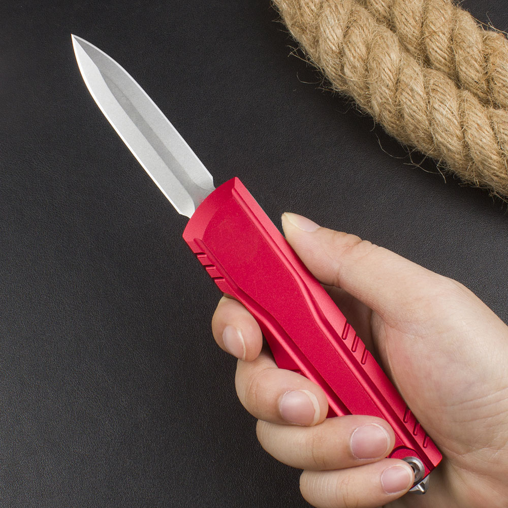 High End Tactical Knife D2 Stone Wash Double Edge Blade CNC Aviation Aluminum Handle Outdoor Camping Survival Knives with Nylon Bag
