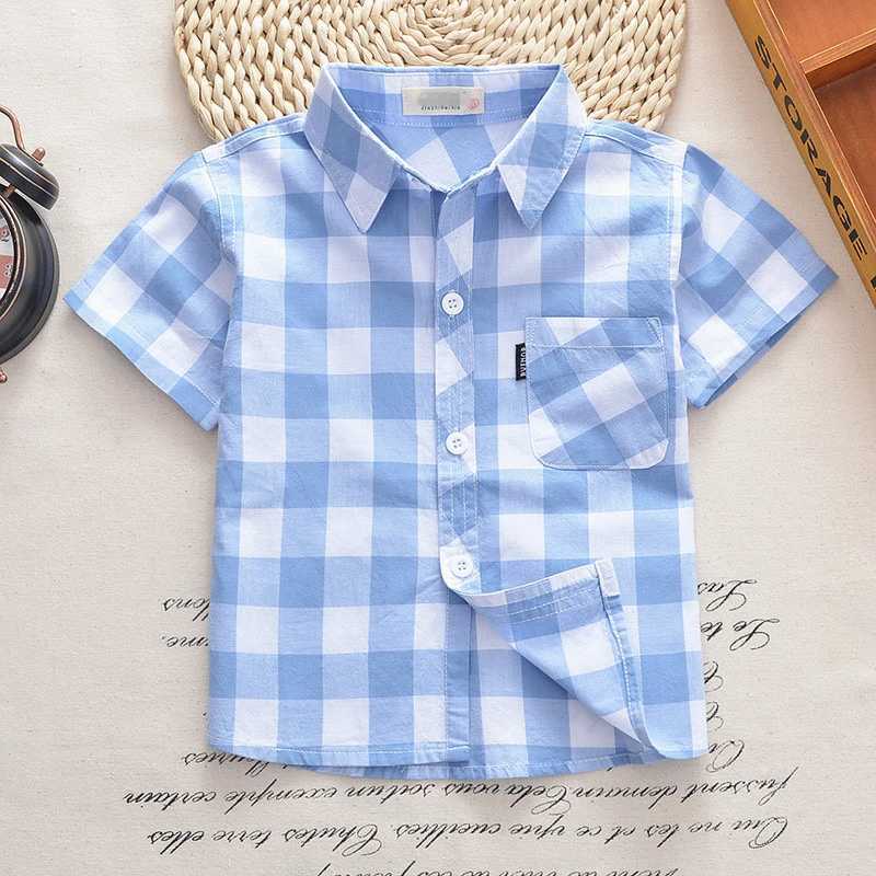 New boys shirt childrens cotton shirt pure cotton shirt childrens clothing fashionable girls short sleeved shirt 1-12TW240729