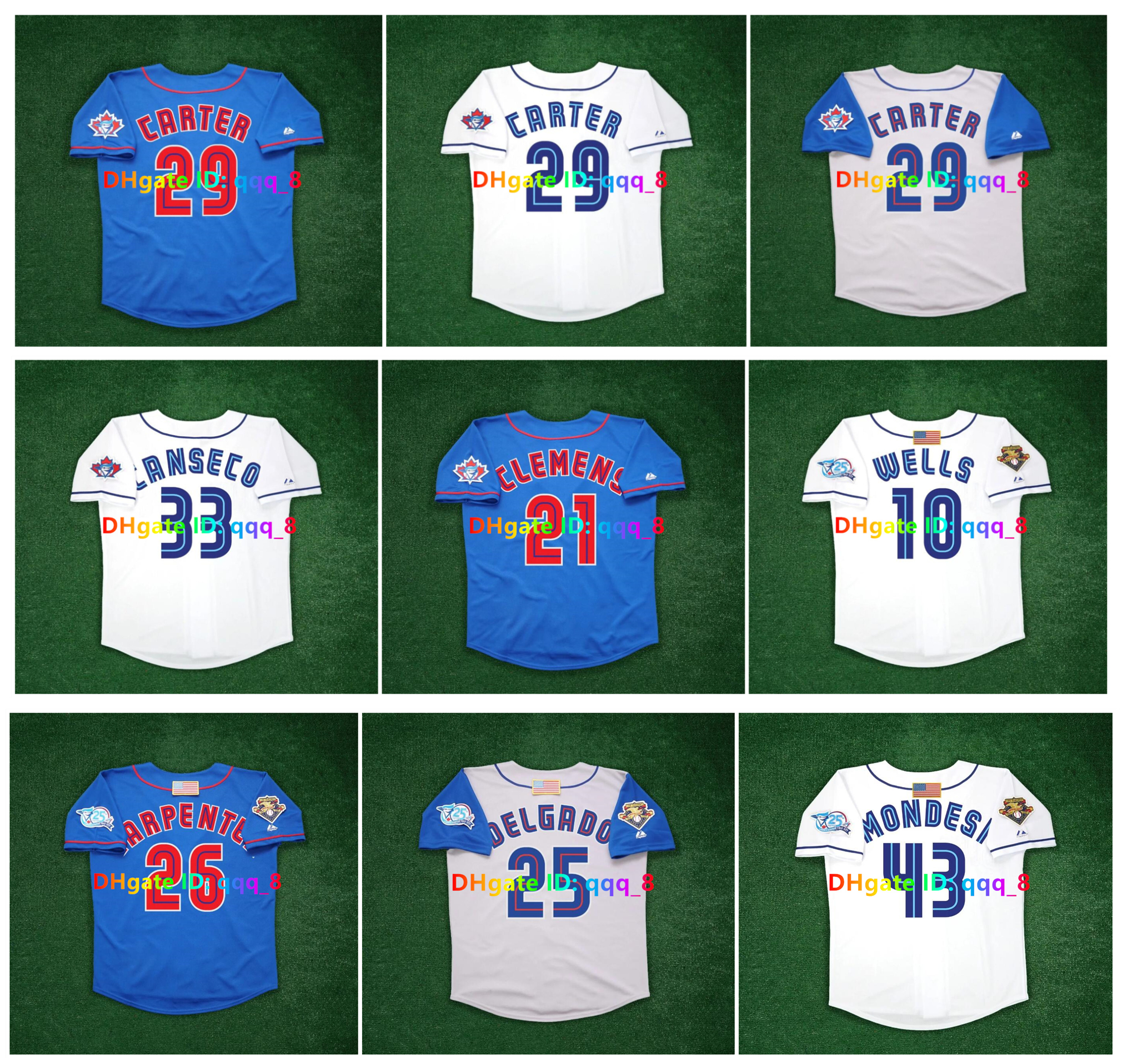 Vintage Style Baseball Jersey Throwback Blue Jays Design Carter Clemens Halladay Sizes S-4XL