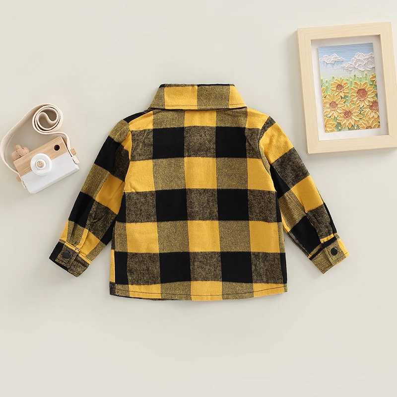 Childrens boys babys long sleeved hooded sweatshirt button up plain flannel shirt T-shirt childrens clothingW240729