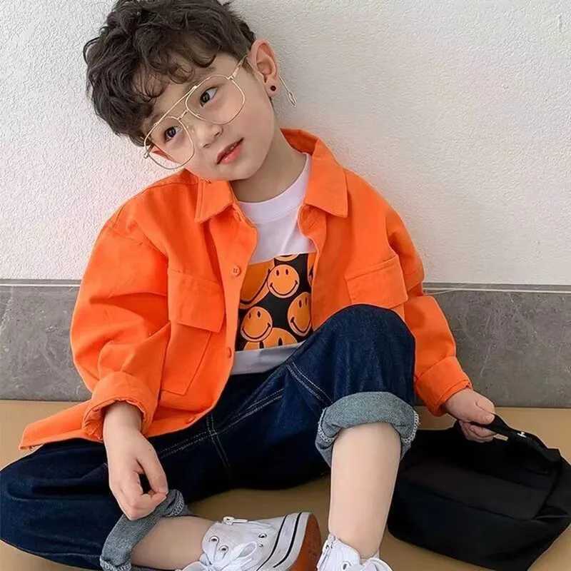 Childrens boys shirts childrens clothing baby cotton spring and autumn boys shirts loose fitting long sleevesW240729