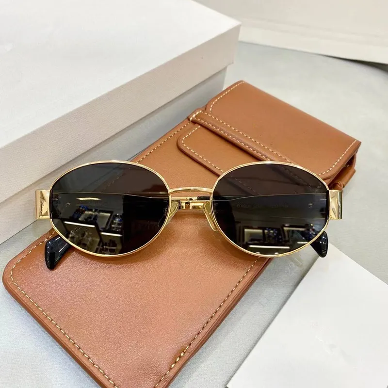 Sunglasses For Women Oval Frame Designer Sunglasses 42235 Women Metal Mirror Legs Green Lens Sunglasses Retro Small Round Frame Sexy Little Women Glasses With Box