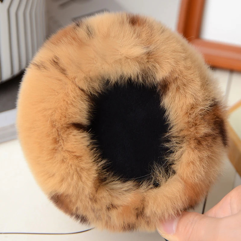 MPPM Natural 100% Rex Rabbit Fur Earmuffs Fashion Women Warm Russia Winter Real Fur Earmuffs Children Ear Cover fur Earlap Girl 240724